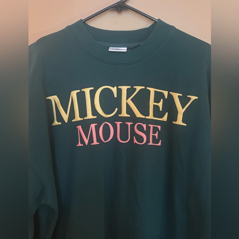 Mickey Mouse Green Sweatshirt Medium NWOT - Picture 3 of 5